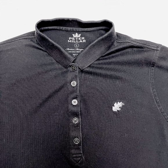 Peter Millar Moisture Management Women’s Black Short Sleeve Polo Size Large - Picture 2 of 4
